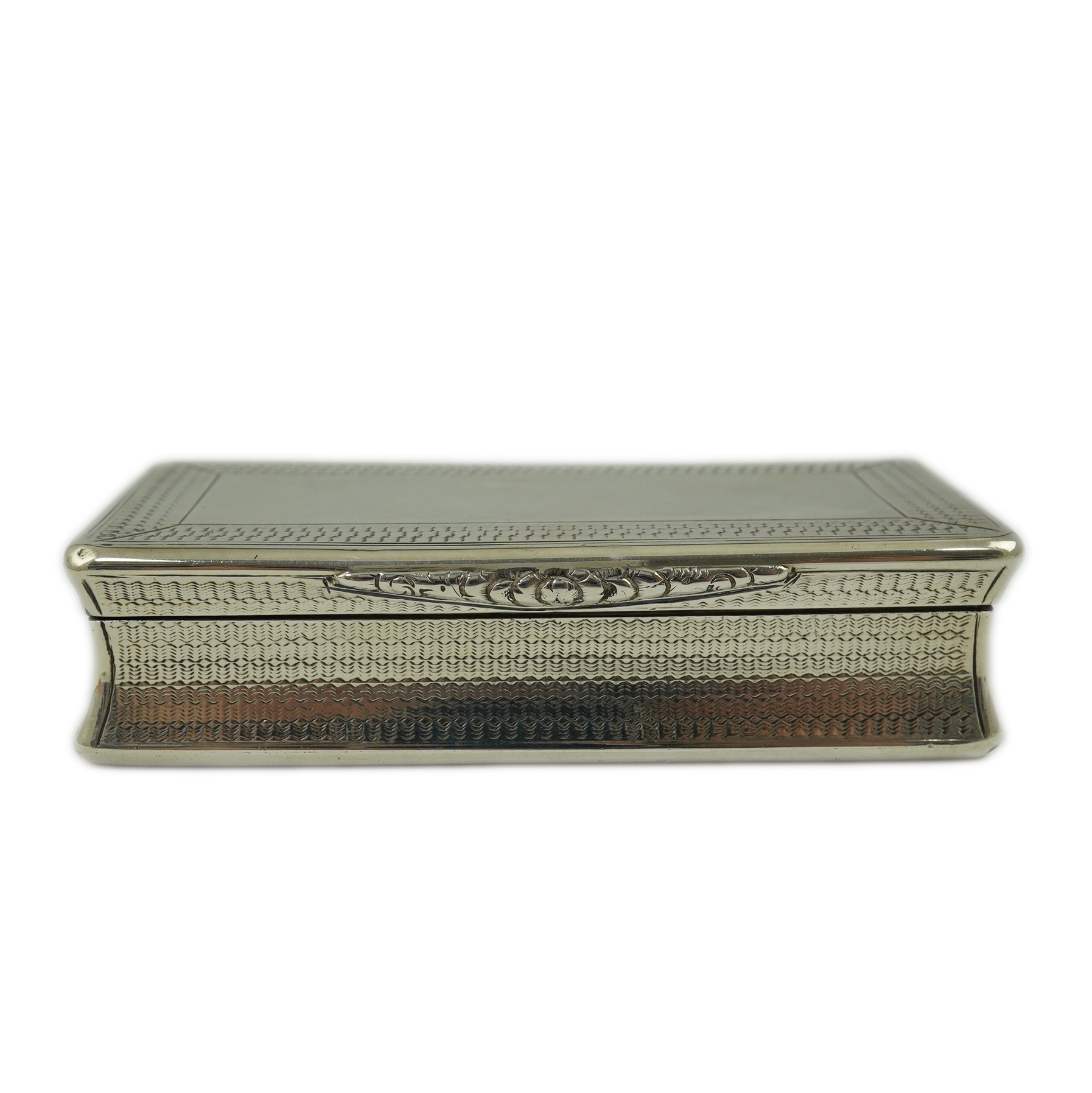 A late William IV engine turned silver rectangular snuff box, by Francis Clark